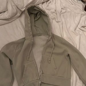 Sage green cropped hoodie